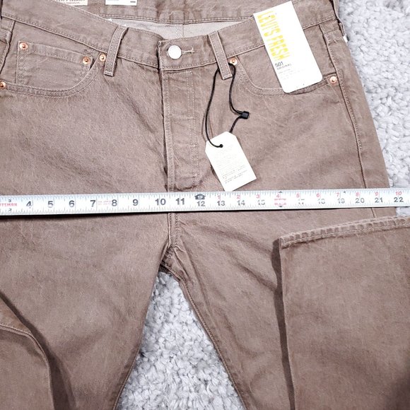 Levi's Fresh 501 Original Jeans Men's 34 x 32 Light Brown Straight Button Fly - Picture 9 of 13